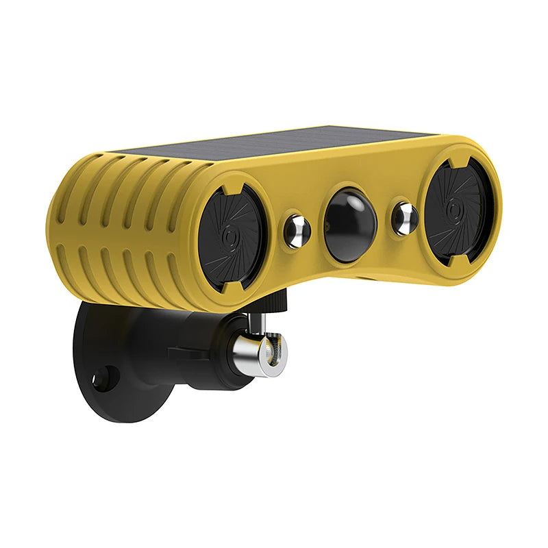 Solar Motion Sensor Alarm LED Red & Blue Strobe Light 18650 Battery Outdoor Beast Repelling Device Driving Security Alert System